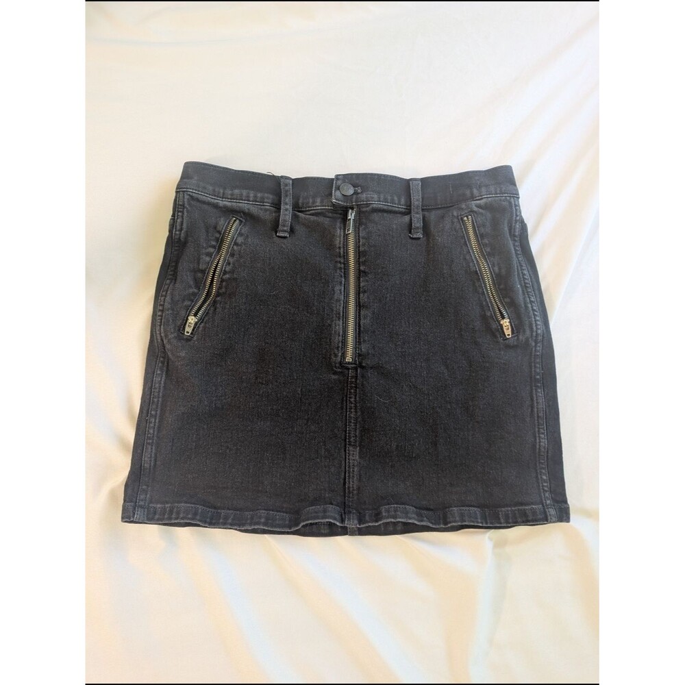 Madewell Black Denim Mini Skirt with Front Zipper